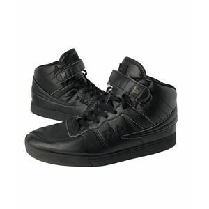 Fila A High Top Textile Leather Mens Shoes Sneakers Black Ankle Strap Size 8.5